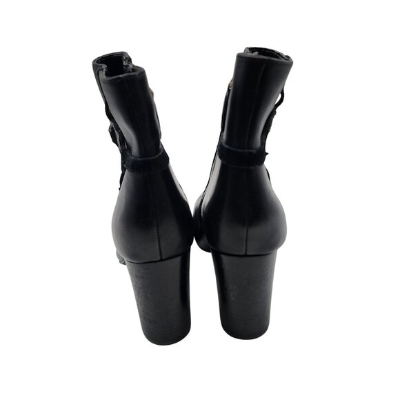 Ralph Lauren Marleigh Black Leather Ankle Booties With Block Heel & Side Zipper - Picture 5 of 7